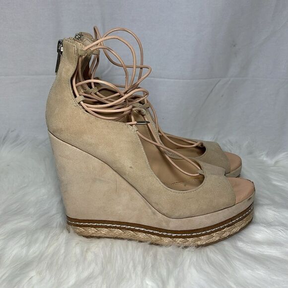 Sam Edelman Harriet Tan Suede Wedge Platform Sandals Sz 6.5 - Picture 1 of 7